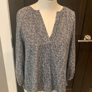 Joie silk black and white dot 3/4 length top